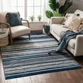 thumbnail image 1 of Well Woven Riviera Stripe Modern Geometric Abstract Shabby Chic Area Rug Neutral Thick Soft Plush Shed Free, 1 of 6