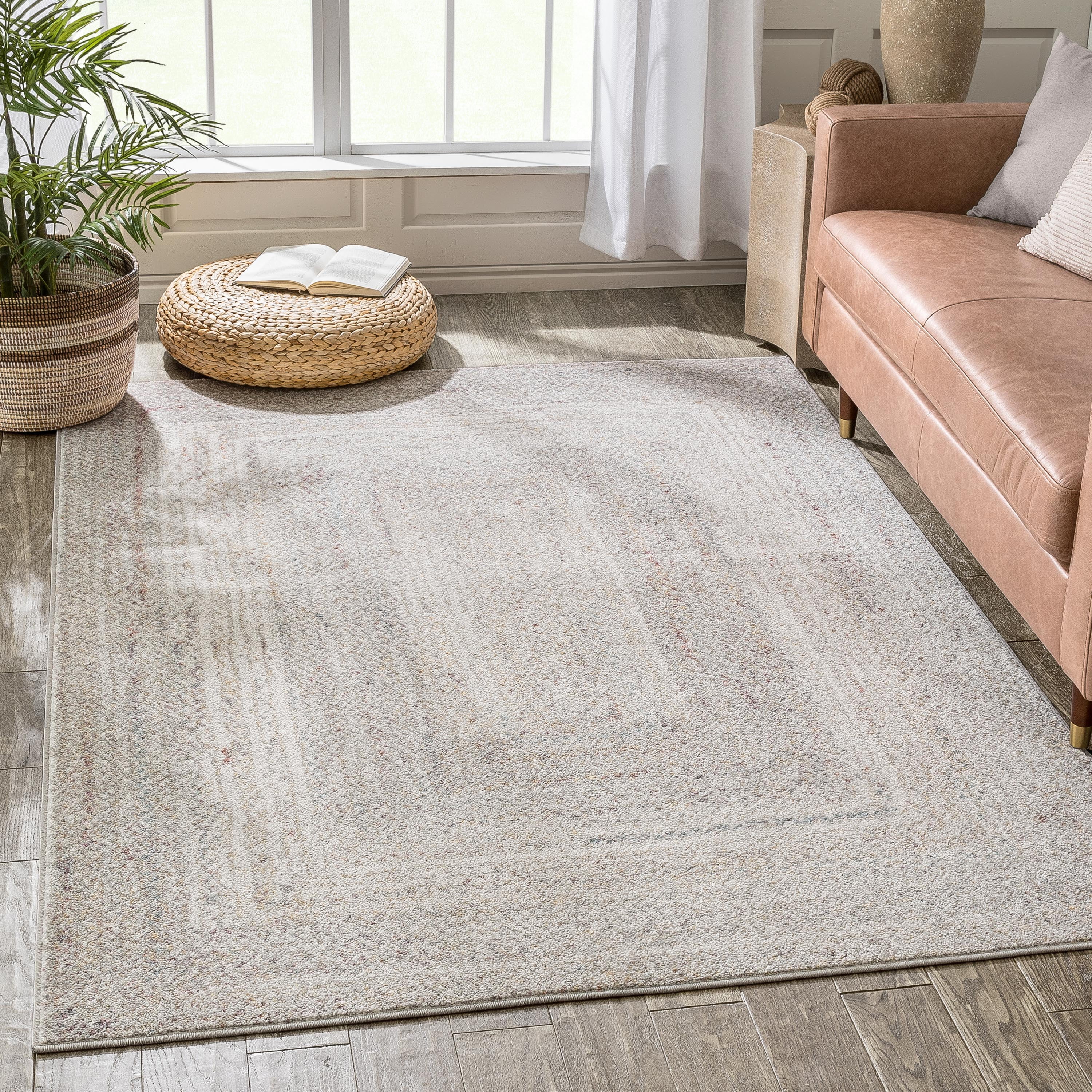 Ivory Yellow Braided Synthetic Area Rug 3'11" x 5'3"