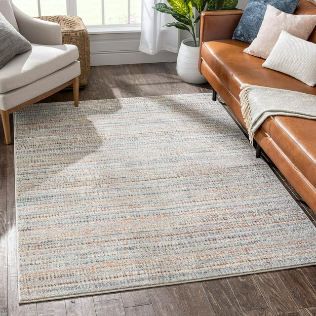 Well Woven Rodeo Collins Distressed Abstract Stripes Gray 5'3" x 7'3" Area Rug