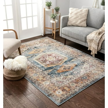 Well Woven Rodeo Roswell Blue Bohemian Eclectic Aztec Persian 2'3" x 7'3" Runner Rug