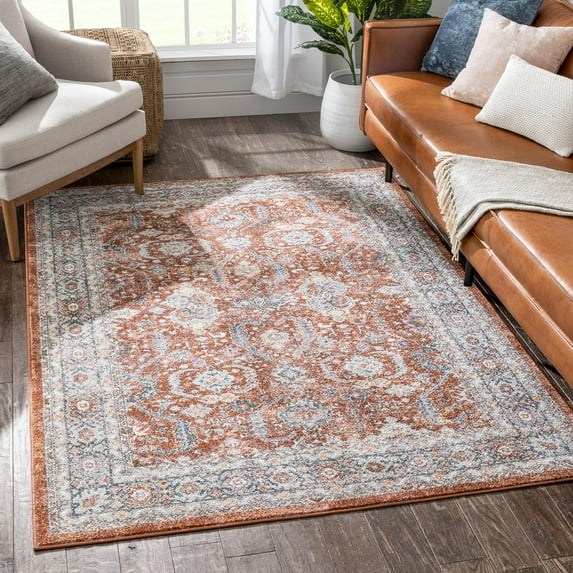 Well Woven Rodeo Salida Vintage Botanical Border Rust 5'3" x 7'3" Area Rug