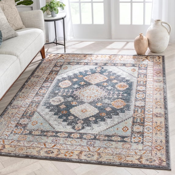 Well Woven Rodeo Virden Bohemian Eclectic Tribal Aztec 5'3" x 7'3" Blue Area Rug