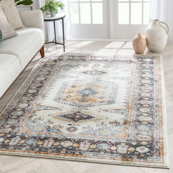 Well Woven Roslind Bohemian Vintage Pastel Oriental Medallion Pattern Area Rug