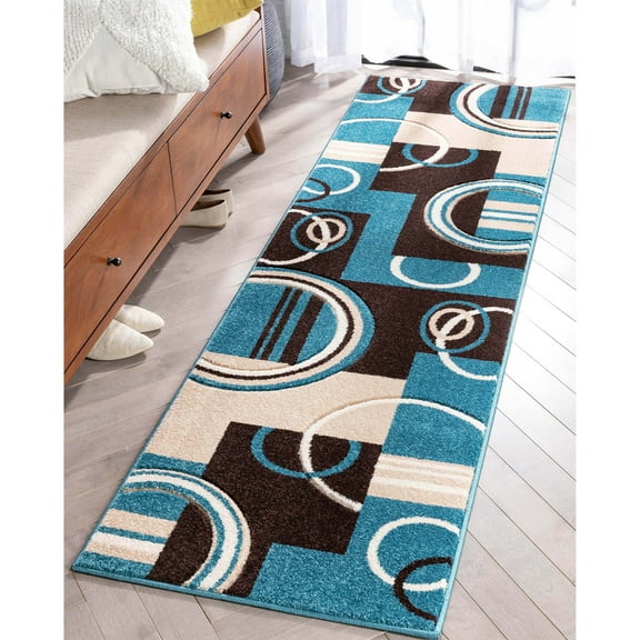 Well Woven Ruby Galaxy Waves Modern Geometric Blue 2' x 7' Runner Rug