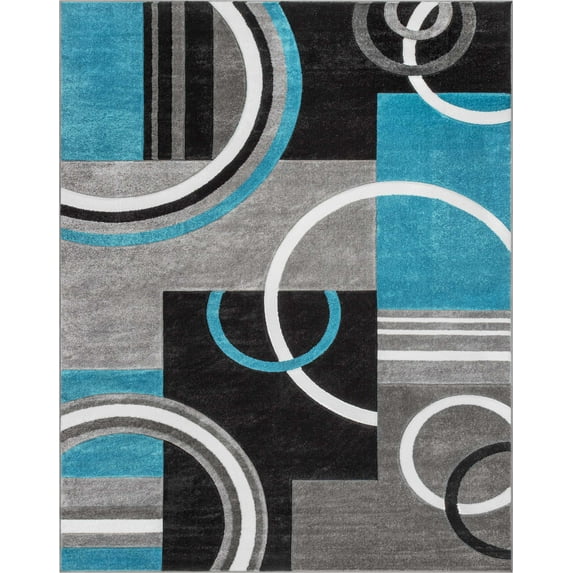 Well Woven Ruby Galaxy Waves Modern Geometric Blue Grey 6'7" x 9'3" Area Rug