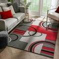 thumbnail image 1 of Well Woven Ruby Galaxy Waves Modern Geometric Grey & Red 7'10" x 9'10" Area Rug, 1 of 7