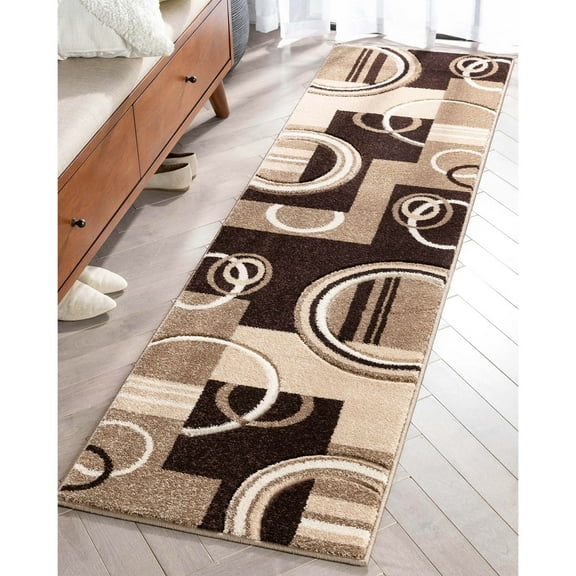 Well Woven Ruby Galaxy Waves Modern Geometric Ivory 2' x 7' Runner Rug