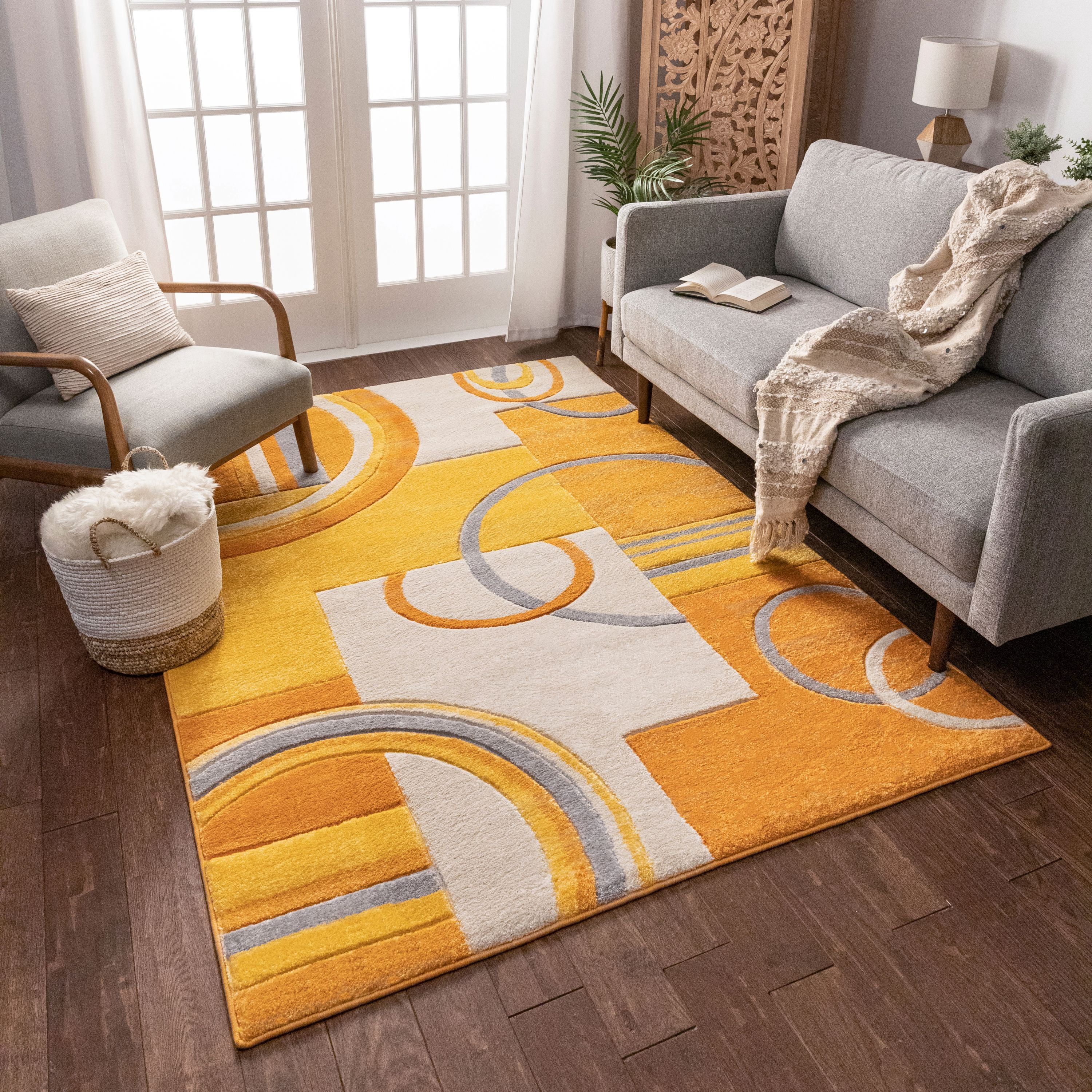 Well Woven Ruby Galaxy Waves Modern Geometric Orange 5'3" x 7'3" Area Rug