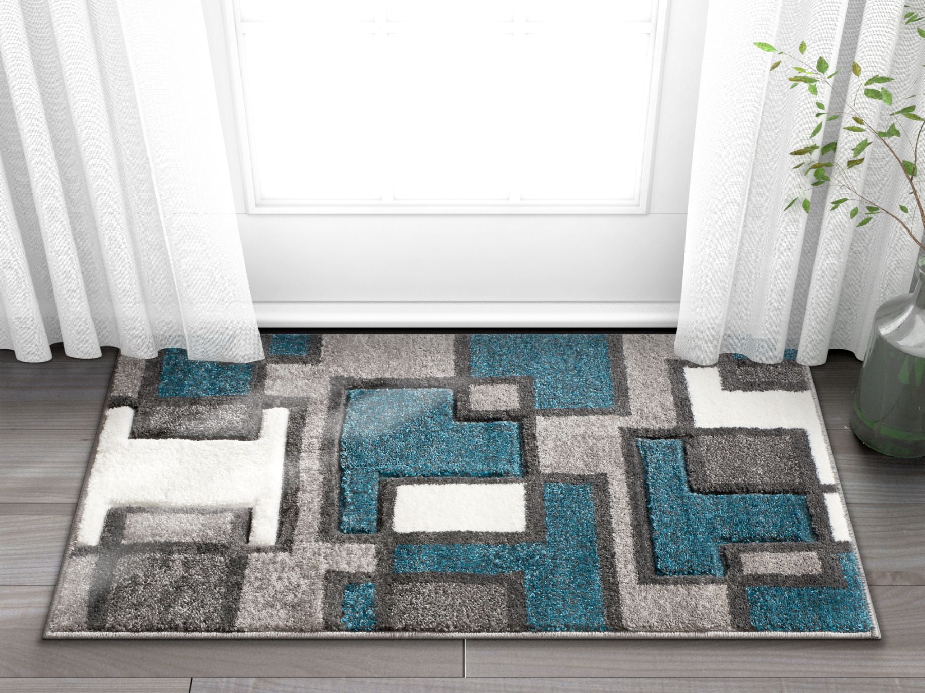 2x3 Rugs Color Blocks Well Woven Ruby Imagination Squares Modern Contemporary Blue Geometric ...