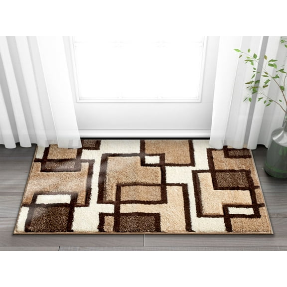 Well Woven Ruby Imagination Squares Modern Contemporary Cream Geometric Blocks 2' x 3' Area Rug