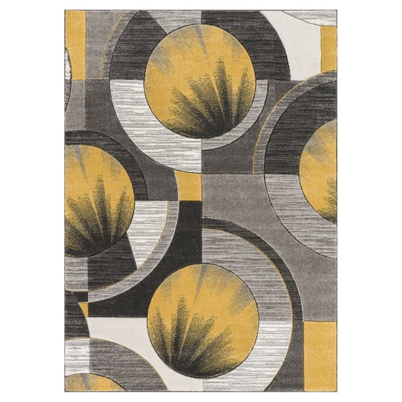 Well Woven Ruby Yolo Modern Contemporary Gold Abstract Shape 3'11" x 5'3" Area Rug