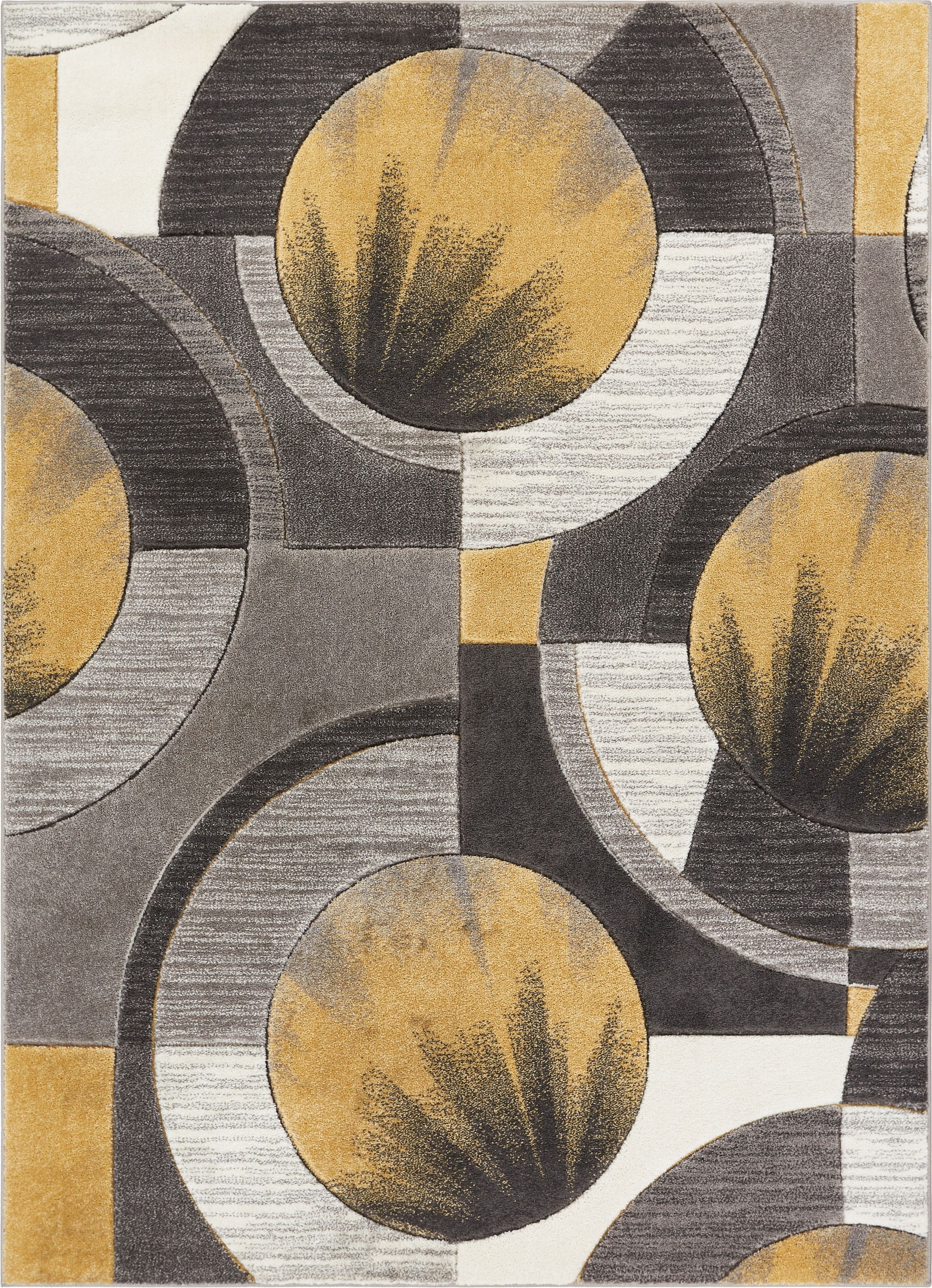 Well Woven Ruby Yolo Modern Contemporary Gold Abstract Shape 9'3" x 12'6" Area Rug