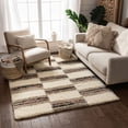 thumbnail image 1 of Well Woven Sabrina Ivory Shag Block Stripes Geometric Pattern Area Rug 4x6 (3'11" x 5'3"), 1 of 6