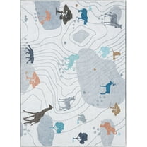 Well Woven Safari Animals Map Rug Playmat Grey 3'3" x 5' Apollo Kids Collection