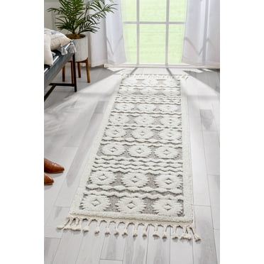 Well Woven Salem Addison Tribal Moroccan Diamond Pattern Beige High-Low Textured 2'3" x 7'3" Runner Area Rug