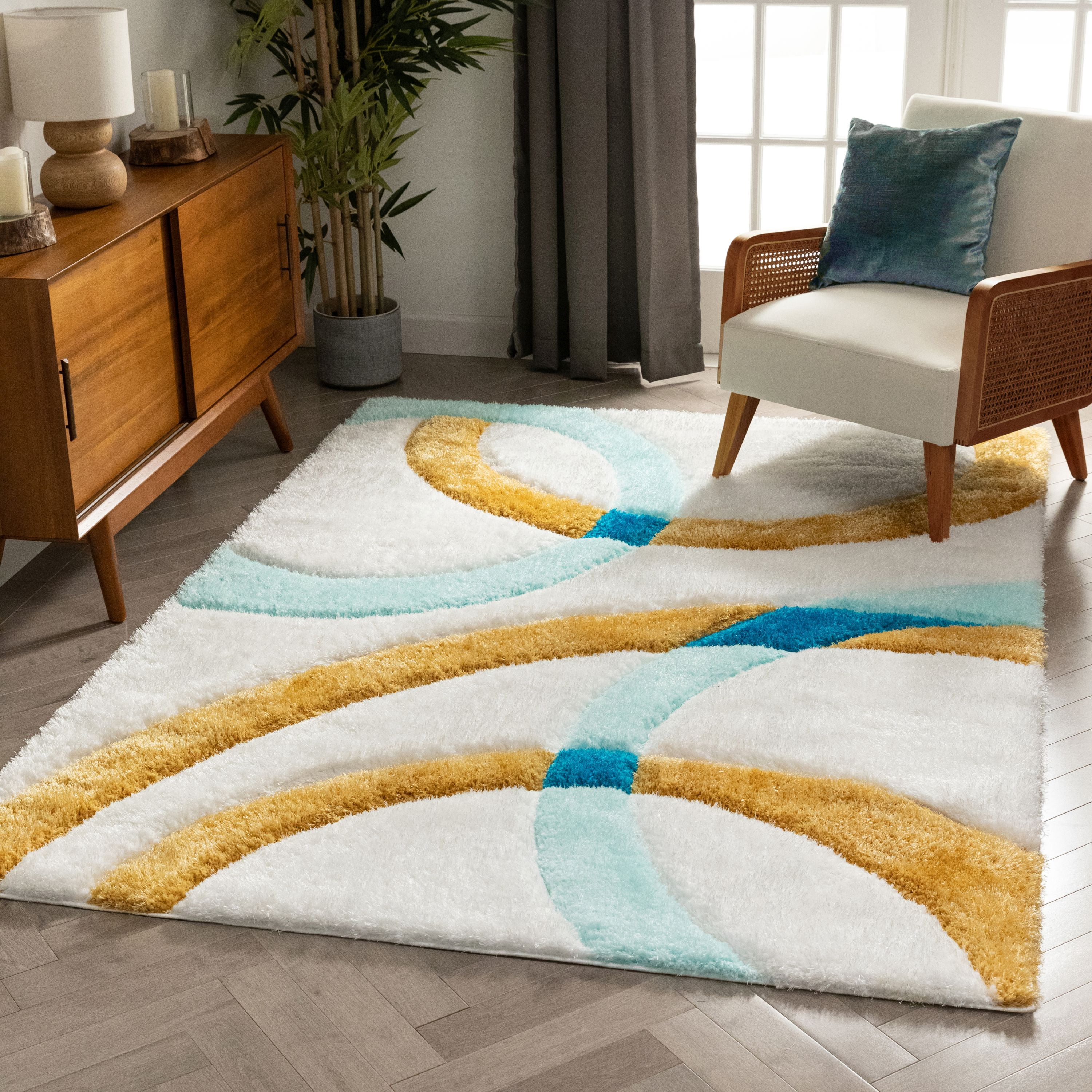 Well Woven San Francisco Bevel Blue Modern Geometric Abstract Shapes 7 ...