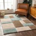 thumbnail image 1 of Well Woven San Francisco Escondido Blue Modern Geometric Squares 5'3" x 7'3" Shag 3D Textured Area Rug, 1 of 2