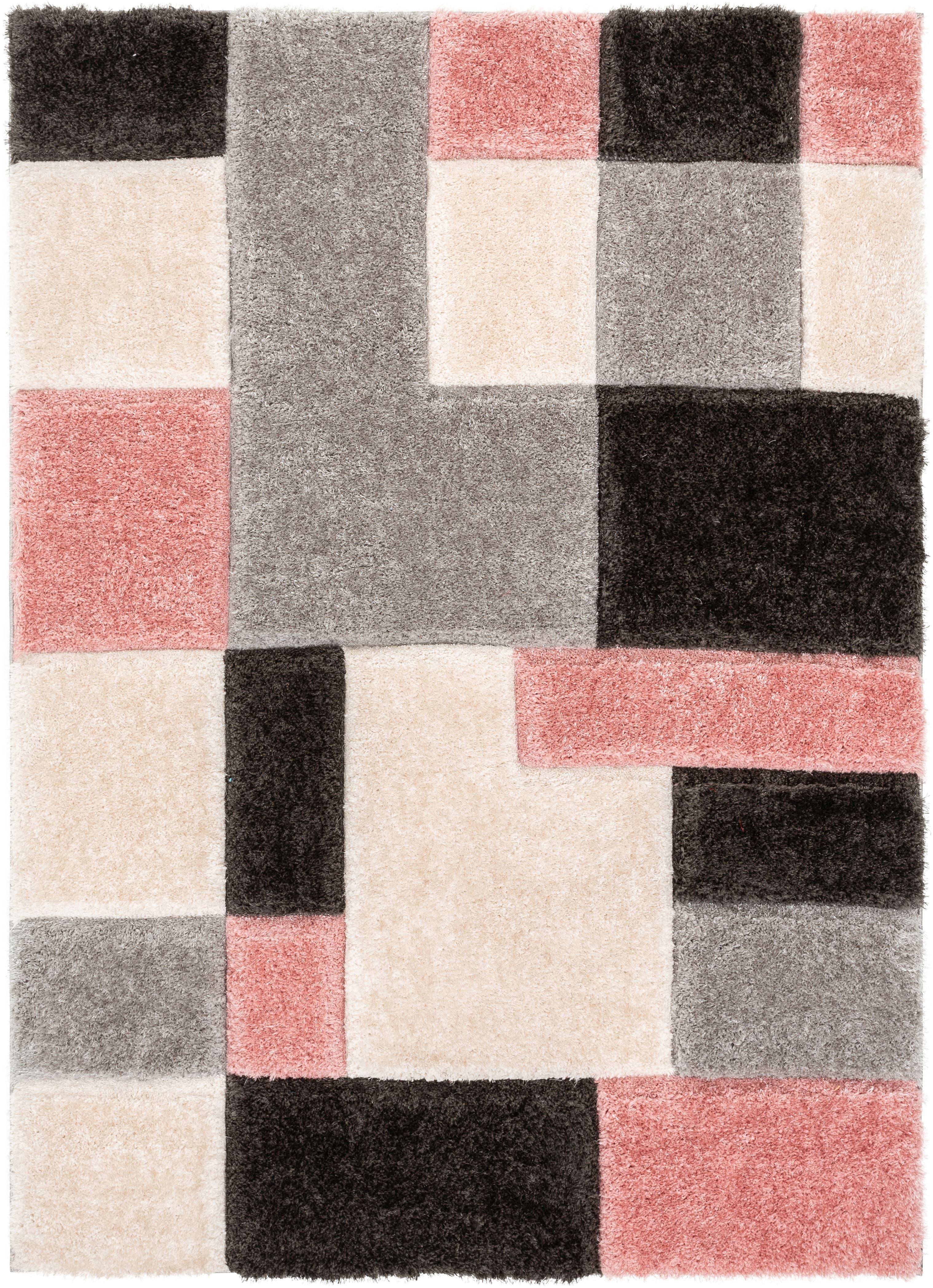 Well Woven San Francisco Escondido Blush Modern Geometric Squares 3'11" x 5'3" Area Rug