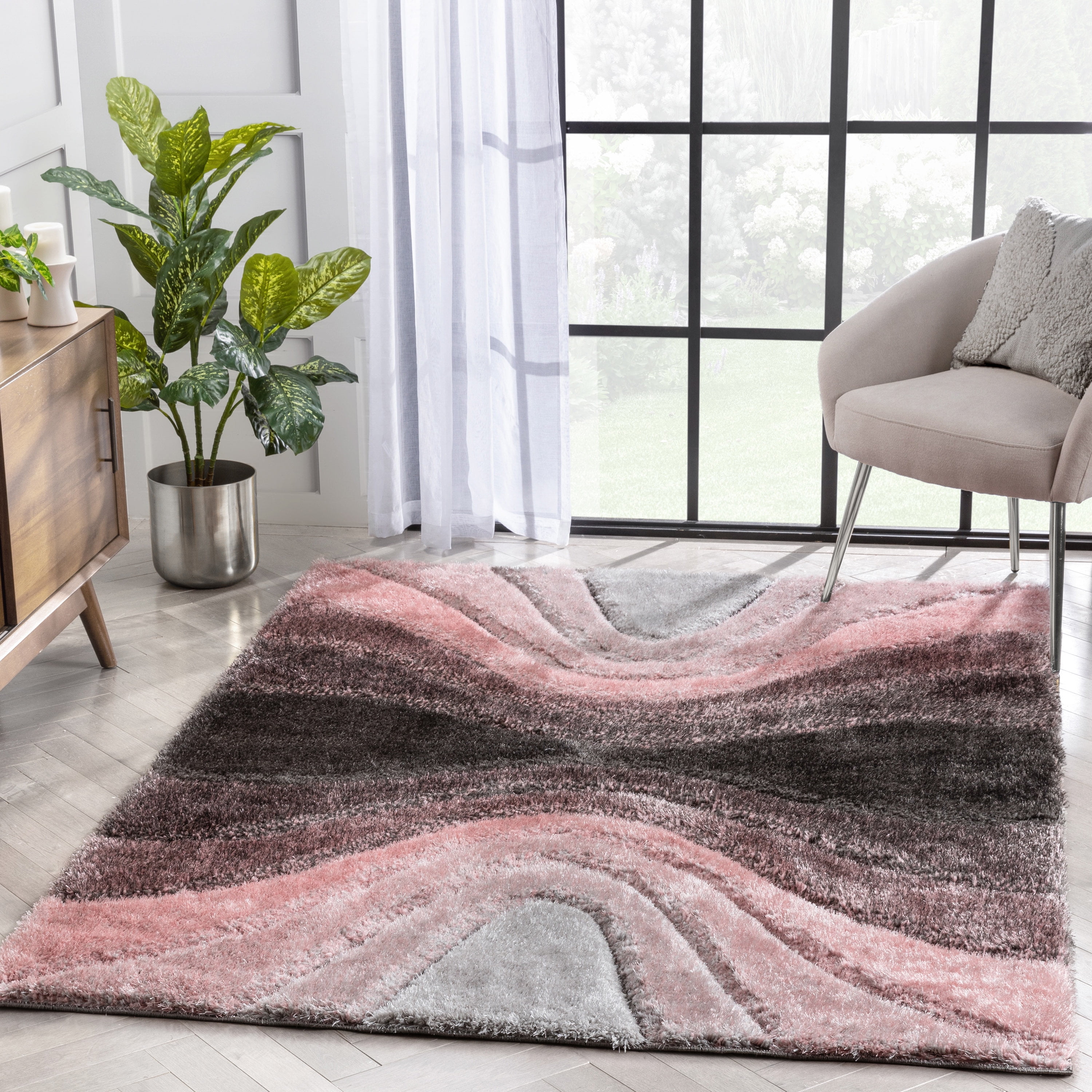Well Woven San Francisco Geometric Area Rug, 7.83' x 9.83', Dynamic Visual Texture, Stain-Resistant, Thick, Plush, Dazzling