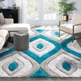 thumbnail image 1 of Well Woven San Francisco Malibu Blue Modern Trellis Ogee 5'3" x 7'3" Shag 3D Textured Area Rug, 1 of 8