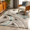 thumbnail image 1 of Well Woven San Francisco Oahu Blue Modern Geometric Arcs And Shapes 5'3" x 7'3" Shag 3D Textured Area Rug, 1 of 2