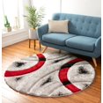 thumbnail image 1 of Well Woven San Francisco Oahu Red Modern Shag Geometric Arcs And Shapes 5'3" Round Area Rug, 1 of 2