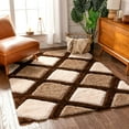 thumbnail image 1 of Well Woven San Francisco Posh Brown Modern Geometric Trellis 5'3" x 7'3" Shag 3D Textured Area Rug, 1 of 2