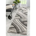thumbnail image 1 of Well Woven San Francisco Printed Modern Shag Geometric Stripes Runner Rug, Beige, 1 of 8