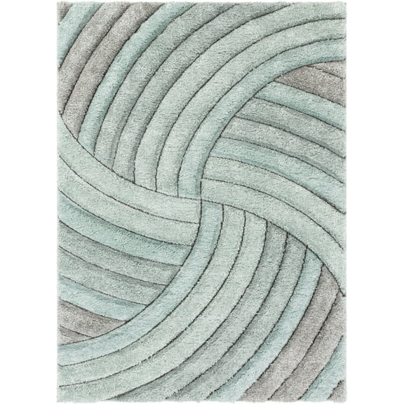 Well Woven San Francisco Ucci Blue Modern Geometric Stripes 3'11" x 5'3" Area Rug