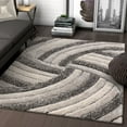 thumbnail image 1 of Well Woven San Francisco Ucci Grey Modern Shag Geometric Stripes 9'3" x 12'6" Area Rug, 1 of 6