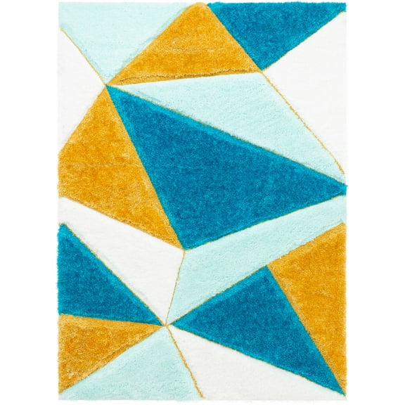Well Woven San Francisco Venice Blue Modern Geometric Abstract 3'11" x 5'3" Area Rug