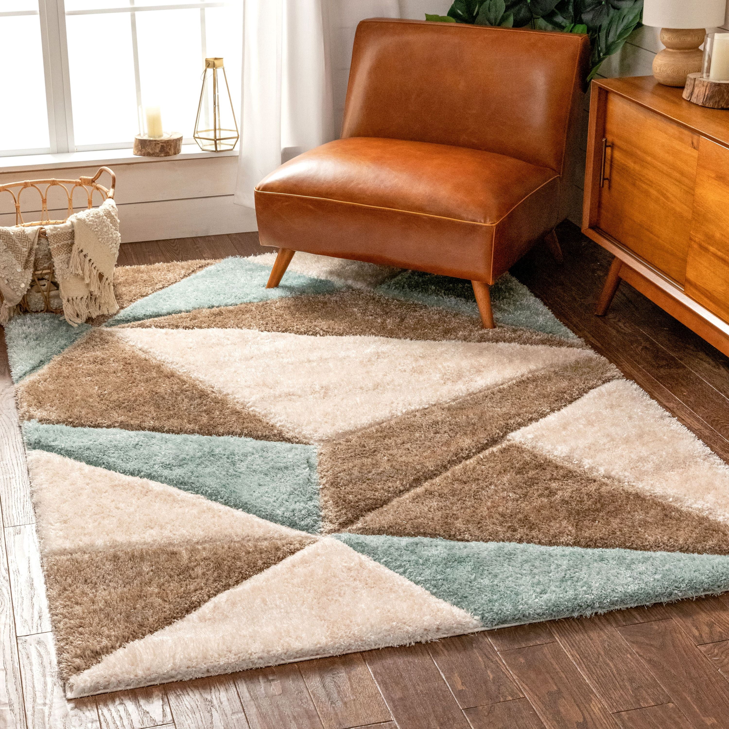 Well Woven San Francisco Venice Ivory Modern Geometric 3D Textured Shag 2'7" x 9'10" Runner Area Rug