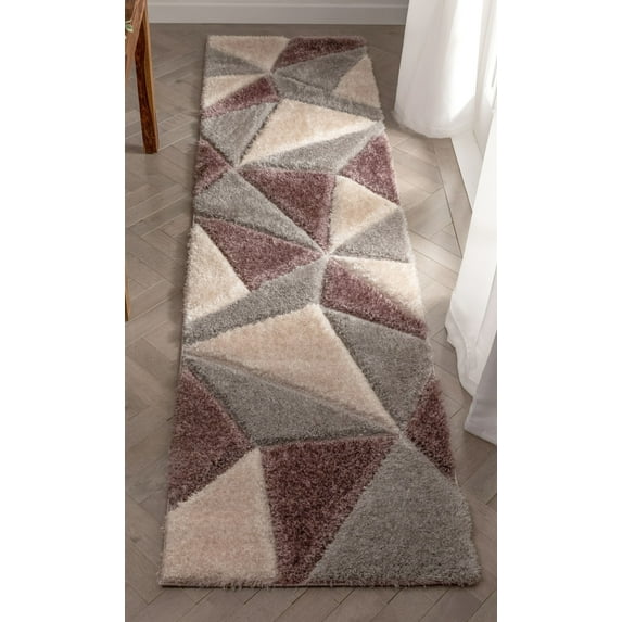 Well Woven San Francisco Venice Purple Modern Geometric Abstract 2'7" x 9'10" Runner Area Rug