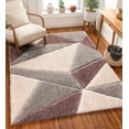thumbnail image 1 of Well Woven San Francisco Venice Purple Modern Geometric Abstract 5'3" x 7'3" Shag 3D Textured Area Rug, 1 of 2
