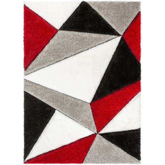Well Woven San Francisco Venice Red Modern Geometric Abstract 3'11" x 5'3" Area Rug