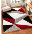 thumbnail image 1 of Well Woven San Francisco Venice Red Modern Geometric Abstract 7'10" x 9'10" Shag 3D Textured Area Rug, 1 of 2
