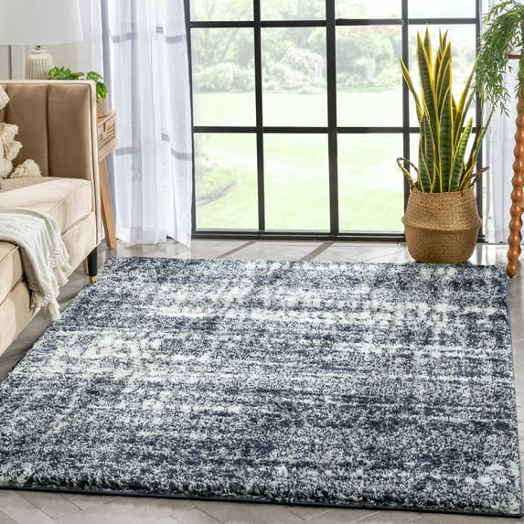 Well Woven Sentara Blue Super Thick & Soft Tribal Geometric Area Rug 5x7 (5'3" x 7'3")