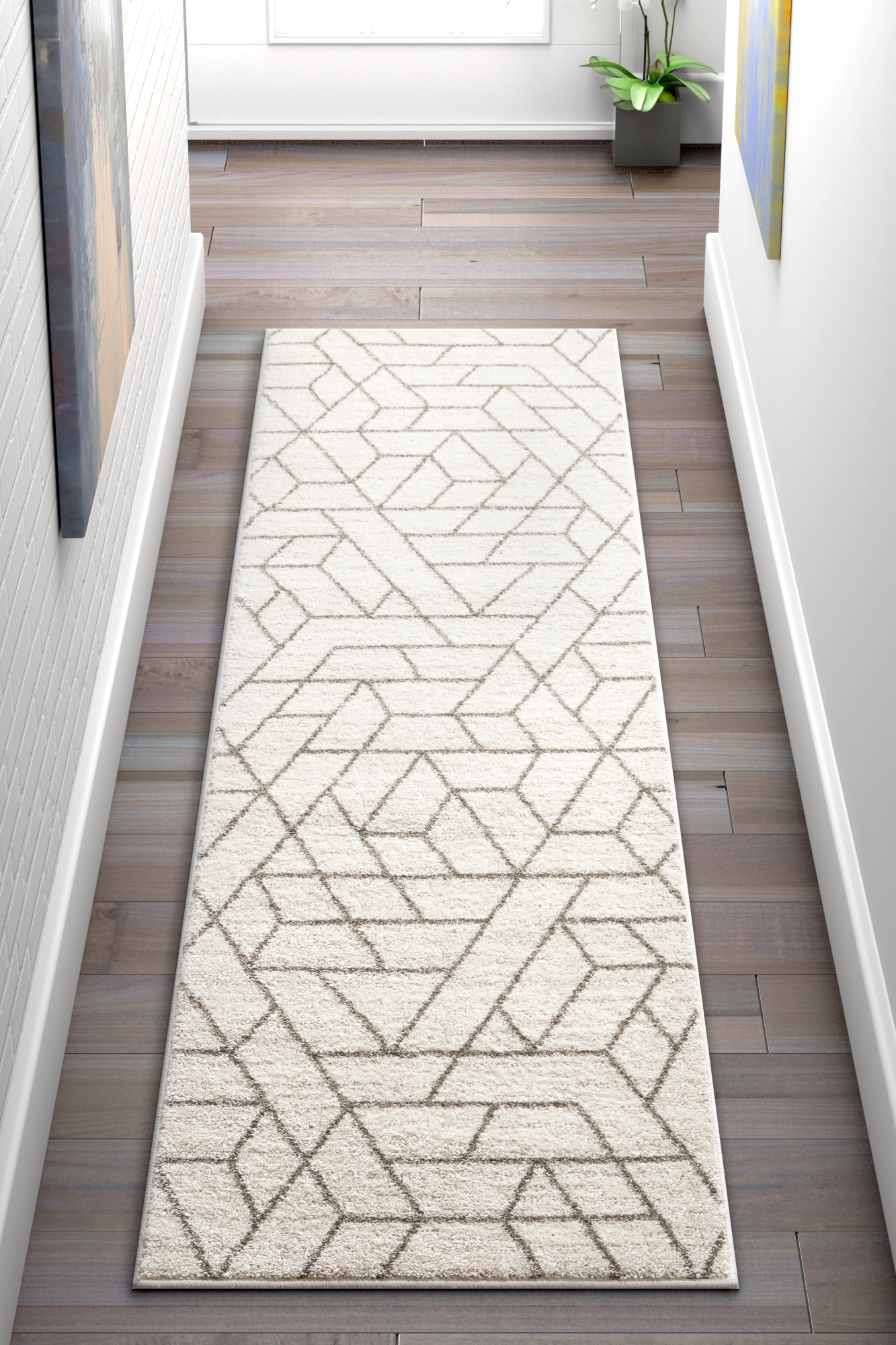Well Woven Serenity Tume Modern Ivory 2'3" x 7'3" Runner Area Rug