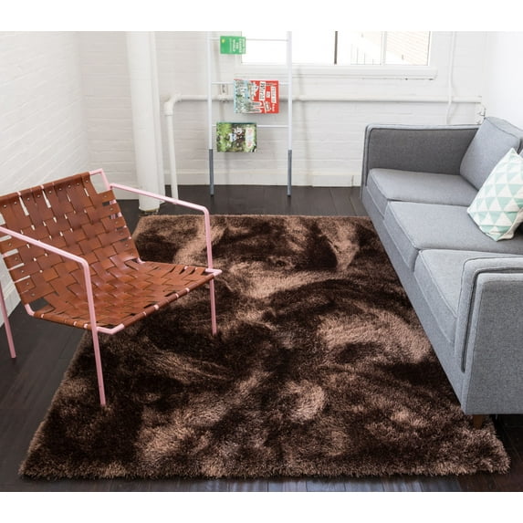 Well Woven Shimmer Shag Solid Plain Modern Luster Ultra Thick Soft Plush Area Rug