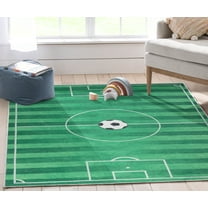 Well Woven Soccer Field Rug Playmat 5' x 7' Apollo Kids Collection