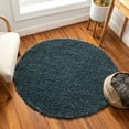 thumbnail image 1 of Well Woven Solid Color Light Blue Soft Shag Area Rug 4 Round (3'11"), 1 of 4