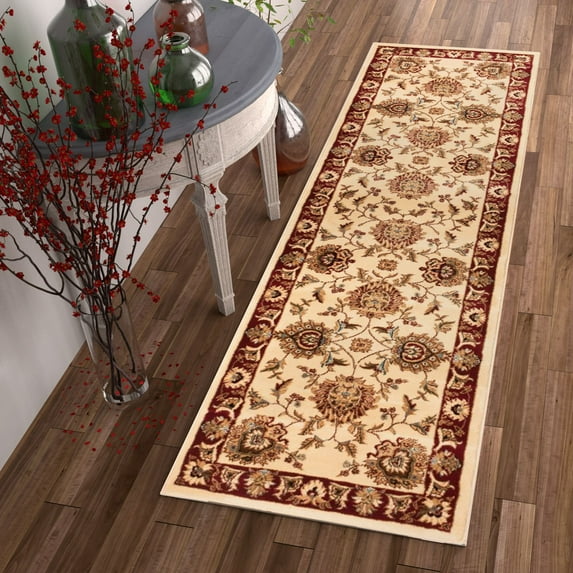 Well Woven Sultan Sarouk Ivory Persian Floral Oriental 2'7" x 12' Runner Rug