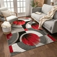 thumbnail image 1 of Well Woven Sunburst Red, Light Grey, Charcoal Modern 6x9 7x9 (6'7" x 9'3") Geometric Comfy Casual Hand Carved Area Rug Easy to Clean Stain & Fade Resistant Abstract Contemporary Thick Soft Plush, 1 of 7