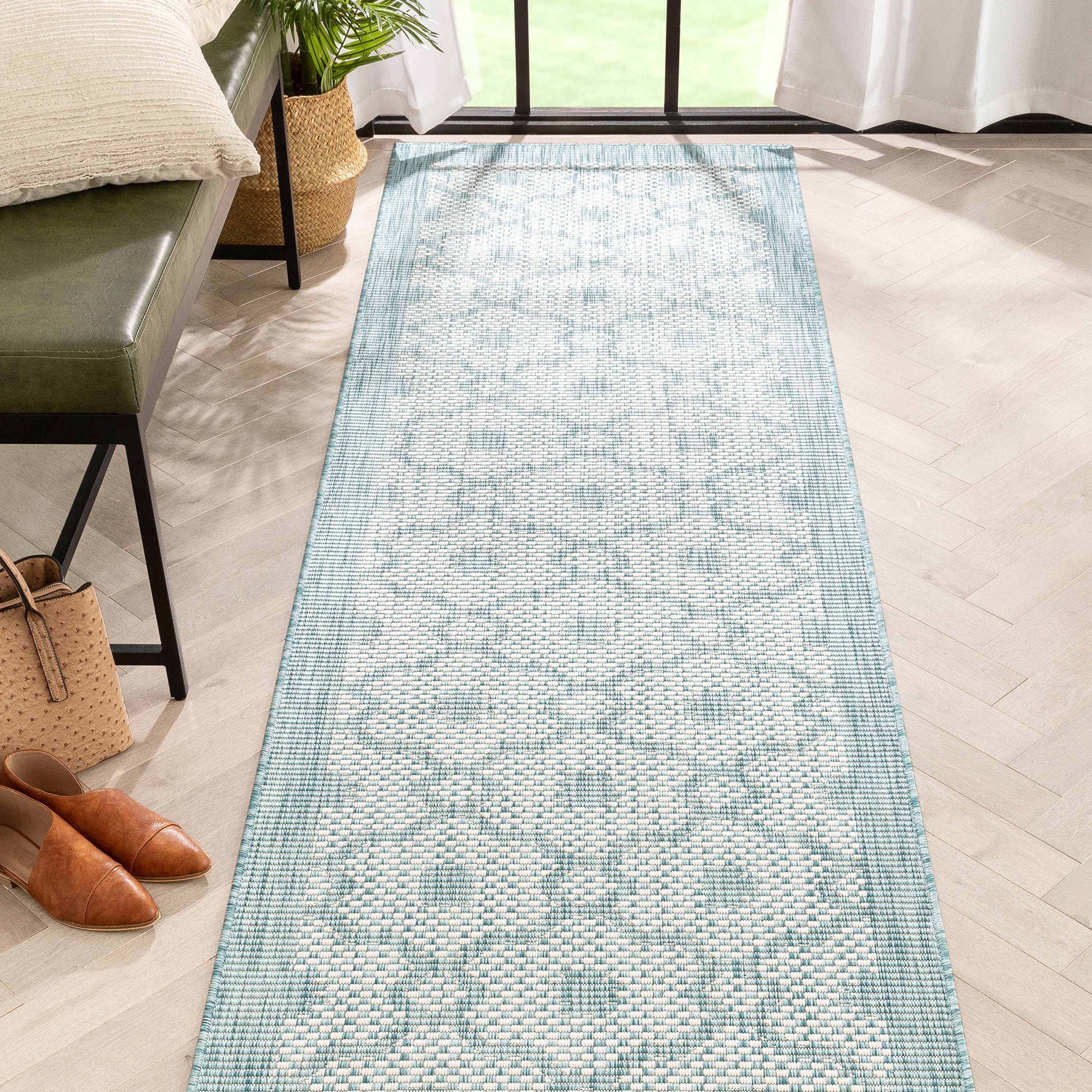 Well Woven Sunna Light Blue Indoor/Outdoor Moroccan Trellis Runner Rug ...