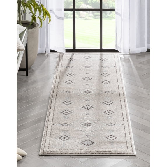 Well Woven Sydney Azra Tribal Geometric Medalllion Beige 2'3" x 7'3" Runner Area Rug