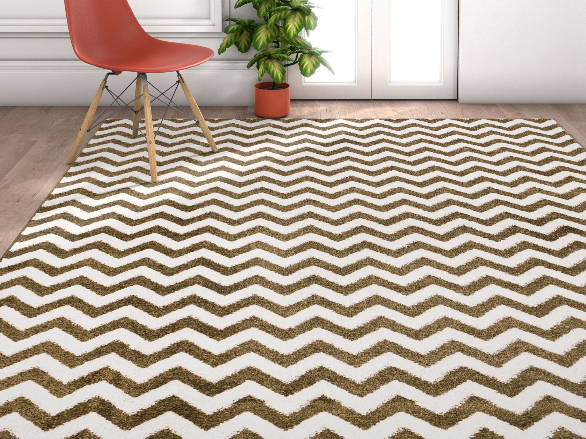 Well Woven Sydney Chevron Transitional Traditional Modern Mid-Century Area Rugs, Green