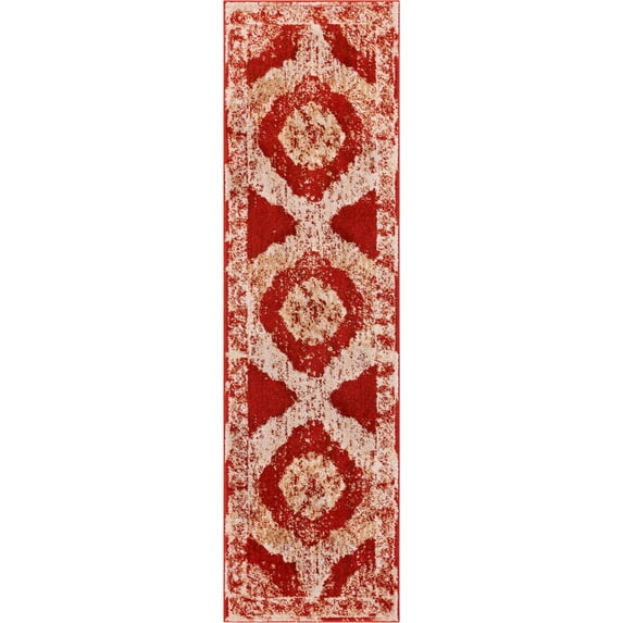 Well Woven Sydney Vintage Berkshire Modern Medallion Red 2'7" x 12' Runner Rug
