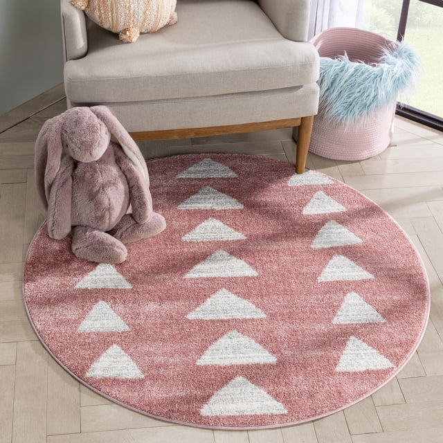 Well Woven Tango Pink Geometric Triangle Pattern Stain-resistant 4 ...