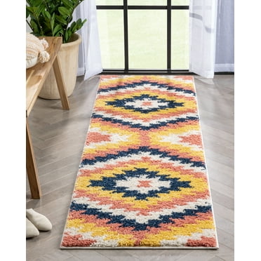 Well Woven Telon Multi Southwestern Medallion Shag Runner Rug 2x7 (2'3" x 7'3")