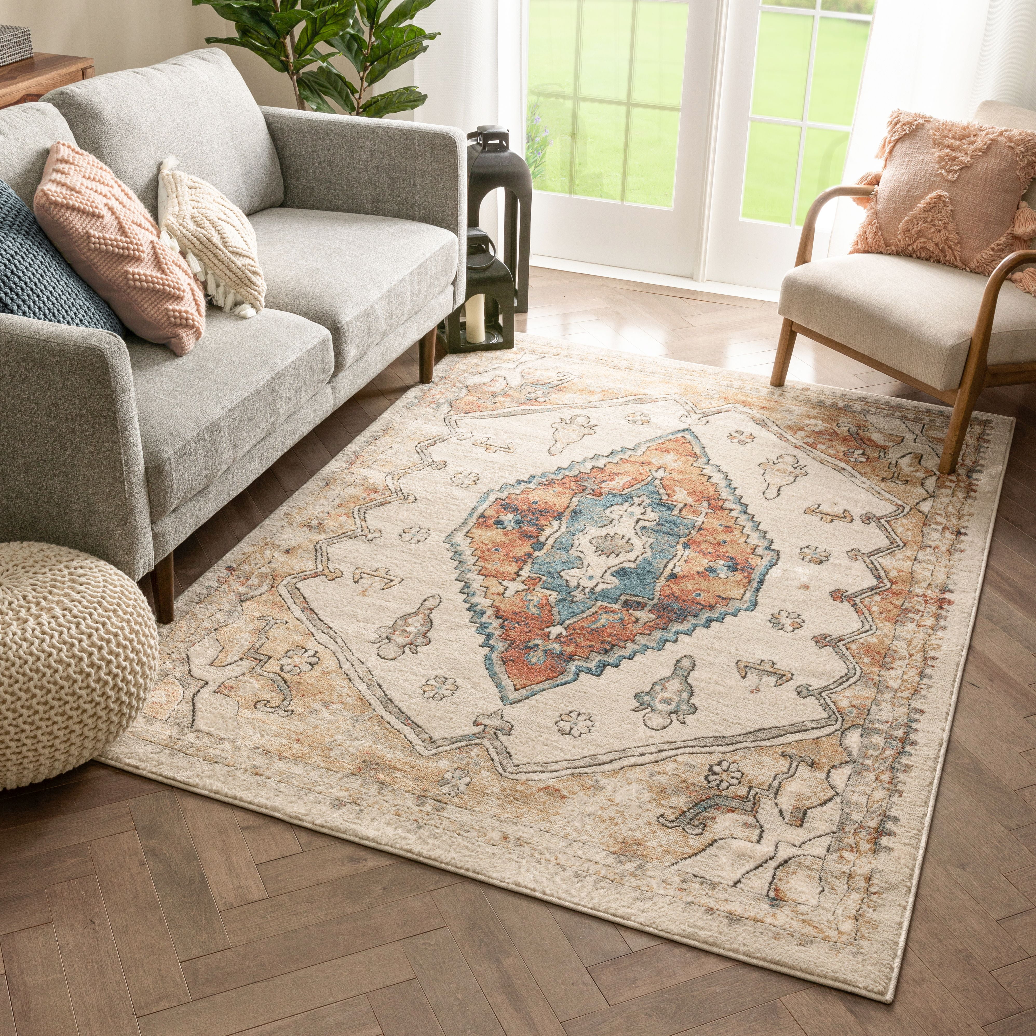 Well Woven Tikal Aliz Rust Vintage Medallion 5'3" x 7'3" Distressed Area Rug